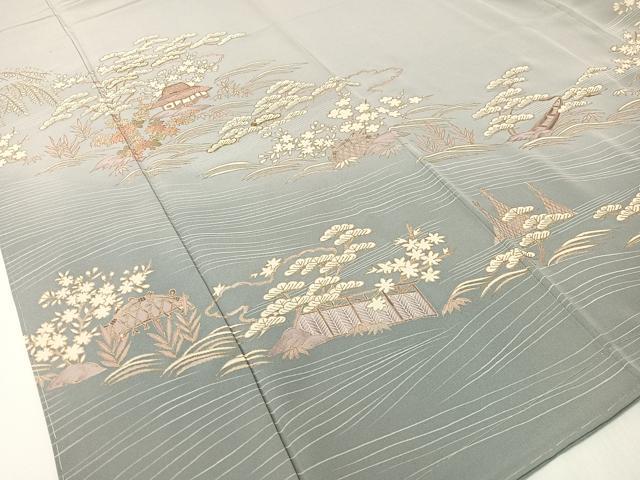平和屋着物●訪問着　作家物　駒刺繍　松竹梅御所解文　暈し染め　金彩　正絹　逸品　未使用　CABD8109vp