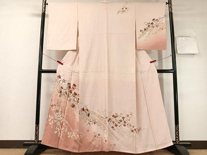 平和屋着物●訪問着　駒刺繍　枝花文　暈し染め　金彩　正絹　逸品　未使用　CABD8110vp