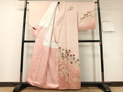 平和屋着物●訪問着　駒刺繍　枝花文　暈し染め　金彩　正絹　逸品　未使用　CABD8110vp
