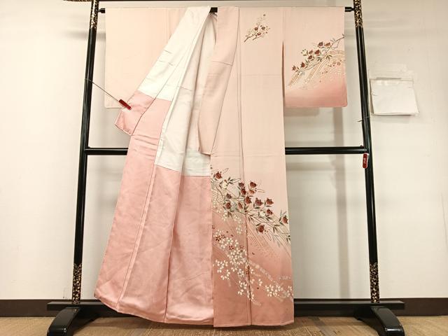 平和屋着物●訪問着　駒刺繍　枝花文　暈し染め　金彩　正絹　逸品　未使用　CABD8110vp