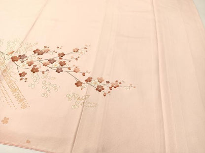 平和屋着物●訪問着　駒刺繍　枝花文　暈し染め　金彩　正絹　逸品　未使用　CABD8110vp