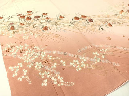 平和屋着物●訪問着　駒刺繍　枝花文　暈し染め　金彩　正絹　逸品　未使用　CABD8110vp