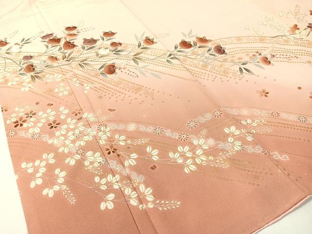 平和屋着物●訪問着　駒刺繍　枝花文　暈し染め　金彩　正絹　逸品　未使用　CABD8110vp
