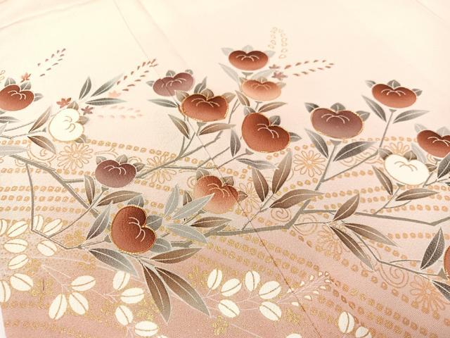 平和屋着物●訪問着　駒刺繍　枝花文　暈し染め　金彩　正絹　逸品　未使用　CABD8110vp