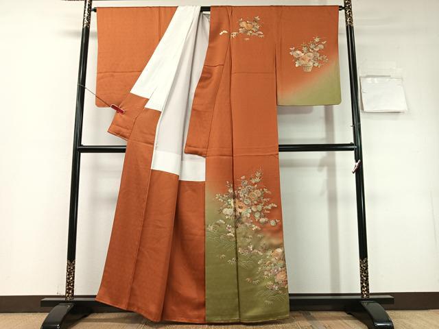 平和屋着物●金彩友禅　卓越技能者・名工・和田光正　訪問着　松竹梅花篭文　暈し染め　正絹　逸品　CABD8111vp