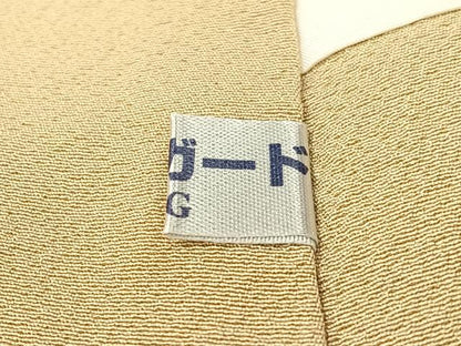 平和屋着物●上質な色無地　白橡色　正絹　逸品　CABD8112vp