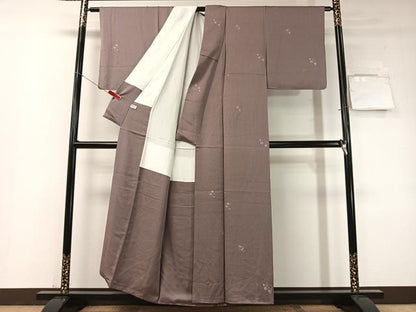 平和屋着物●本加賀友禅作家　柿本市郎　小紋　草花文　正絹　逸品　CABD8113vp