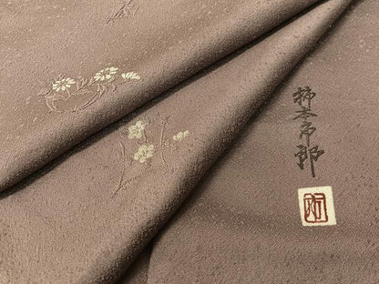 平和屋着物●本加賀友禅作家　柿本市郎　小紋　草花文　正絹　逸品　CABD8113vp