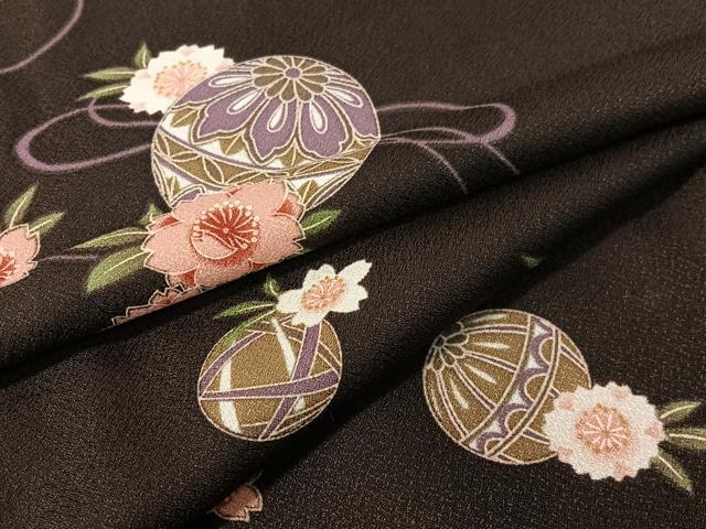 平和屋着物●小紋　花毬文　洗える着物　CABD8121vp