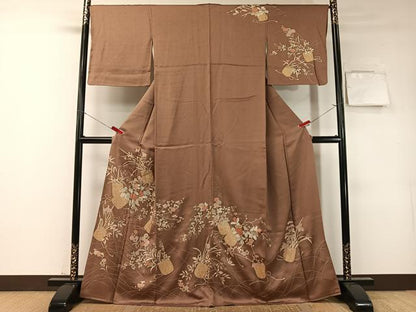 平和屋着物●訪問着　花篭文　金彩　正絹　逸品　CABD8127vp