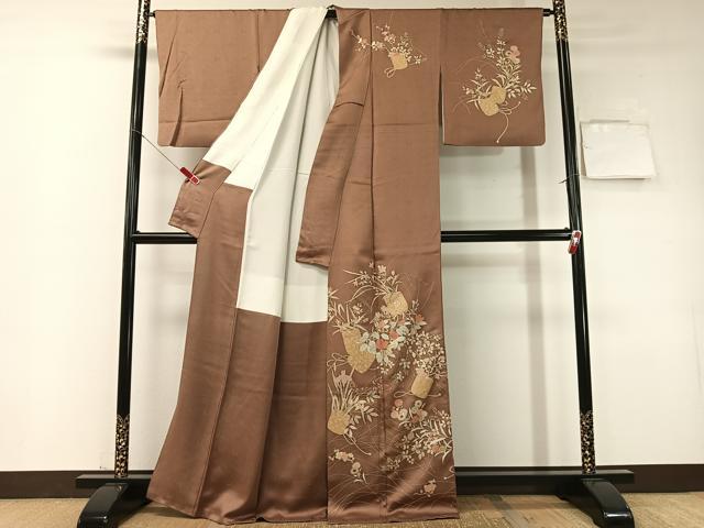 平和屋着物●訪問着　花篭文　金彩　正絹　逸品　CABD8127vp