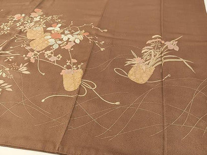 平和屋着物●訪問着　花篭文　金彩　正絹　逸品　CABD8127vp