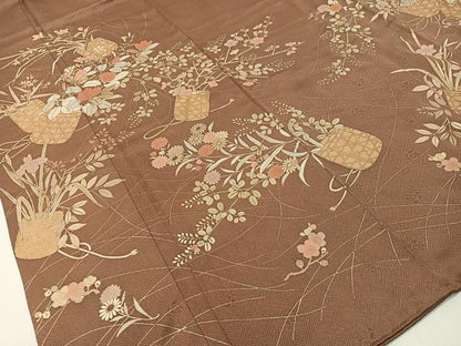 平和屋着物●訪問着　花篭文　金彩　正絹　逸品　CABD8127vp