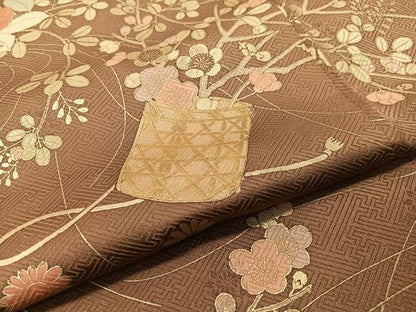 平和屋着物●訪問着　花篭文　金彩　正絹　逸品　CABD8127vp