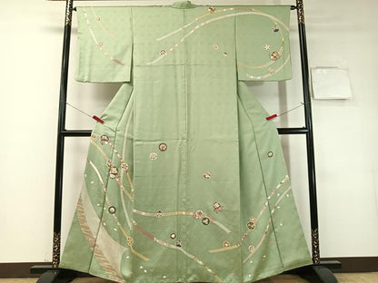 平和屋着物●訪問着　鬘帯花蝶丸文　金彩　正絹　逸品　CABD8129vp