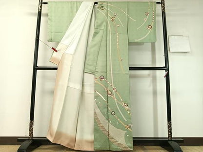 平和屋着物●訪問着　鬘帯花蝶丸文　金彩　正絹　逸品　CABD8129vp
