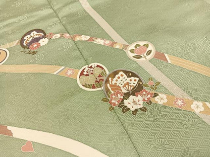 平和屋着物●訪問着　鬘帯花蝶丸文　金彩　正絹　逸品　CABD8129vp