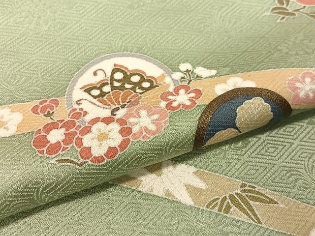 平和屋着物●訪問着　鬘帯花蝶丸文　金彩　正絹　逸品　CABD8129vp