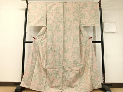 平和屋着物●本場大島紬　白大島　麻の葉菊文　正絹　逸品　CABD8130vp
