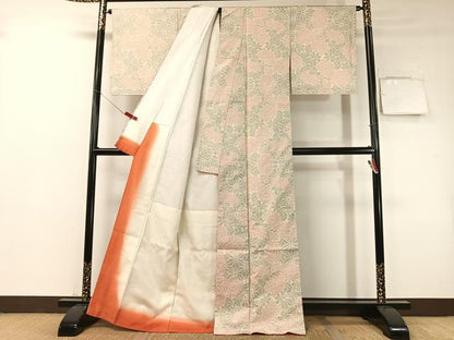 平和屋着物●本場大島紬　白大島　麻の葉菊文　正絹　逸品　CABD8130vp