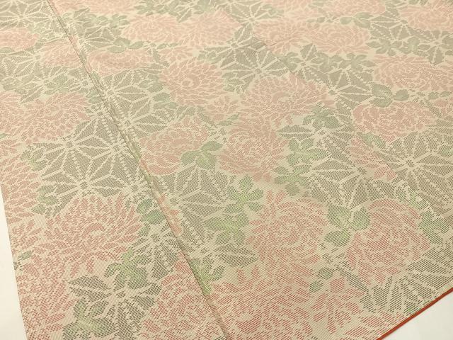 平和屋着物●本場大島紬　白大島　麻の葉菊文　正絹　逸品　CABD8130vp