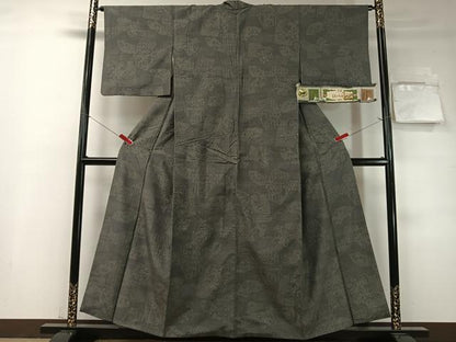 平和屋着物●本場結城玉紬　結織苑　80亀甲　色紙花文　証紙付き　正絹　逸品　CABD8132vp