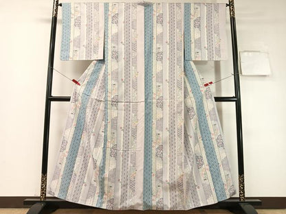 平和屋着物●小千谷紬　80亀甲　天女　正絹　逸品　CABD8134vp