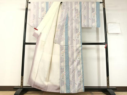 平和屋着物●小千谷紬　80亀甲　天女　正絹　逸品　CABD8134vp