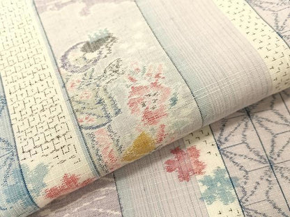 平和屋着物●小千谷紬　80亀甲　天女　正絹　逸品　CABD8134vp