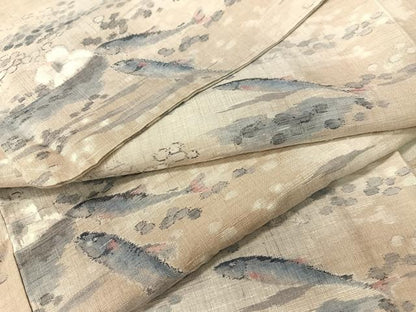 平和屋着物●小千谷紬　トビウオ　正絹　逸品　未使用　CABD8136vp