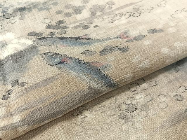 平和屋着物●小千谷紬　トビウオ　正絹　逸品　未使用　CABD8136vp