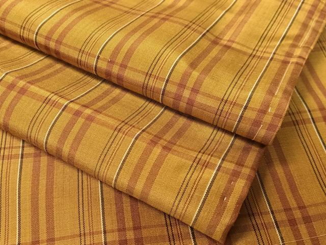 平和屋着物●黄八丈　紬　平織　格子柄　正絹　逸品　未使用　CABD8138vp