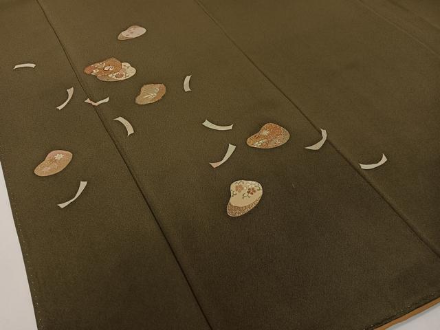 平和屋着物●訪問着　駒刺繍　貝合わせ花文　金彩　正絹　逸品　CABD8141vp