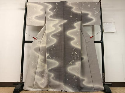 平和屋着物●日本舞踊家　岩井流宗元　岩井友見　訪問着　刺繍　流水枝垂れ桜　暈し染め　金糸　正絹　逸品　CABD8146vp