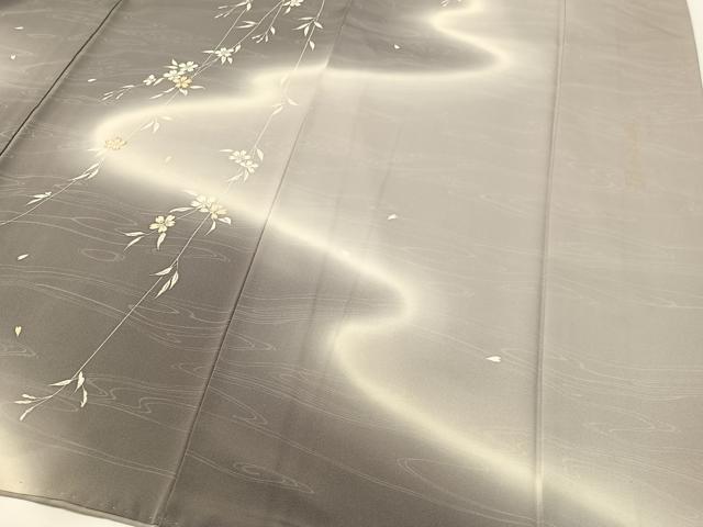 平和屋着物●日本舞踊家　岩井流宗元　岩井友見　訪問着　刺繍　流水枝垂れ桜　暈し染め　金糸　正絹　逸品　CABD8146vp