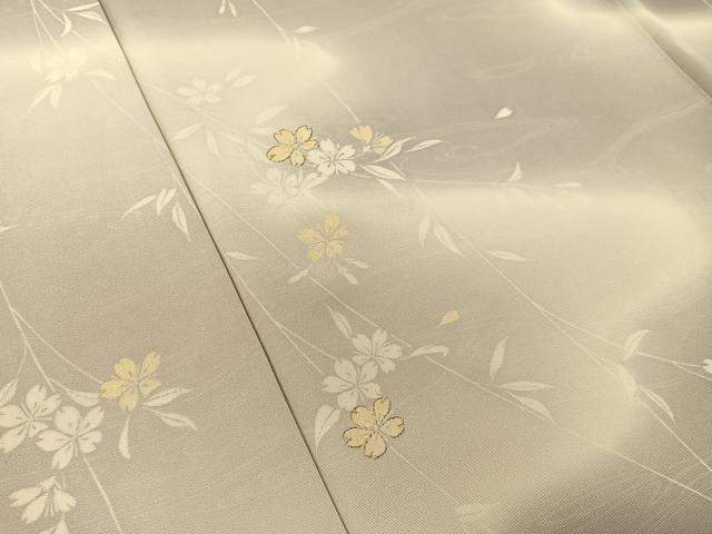 平和屋着物●日本舞踊家　岩井流宗元　岩井友見　訪問着　刺繍　流水枝垂れ桜　暈し染め　金糸　正絹　逸品　CABD8146vp