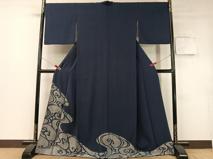 平和屋着物●色留訪問着　寿光織　流水鹿の子文　銀糸　正絹　逸品　CABD8148vp