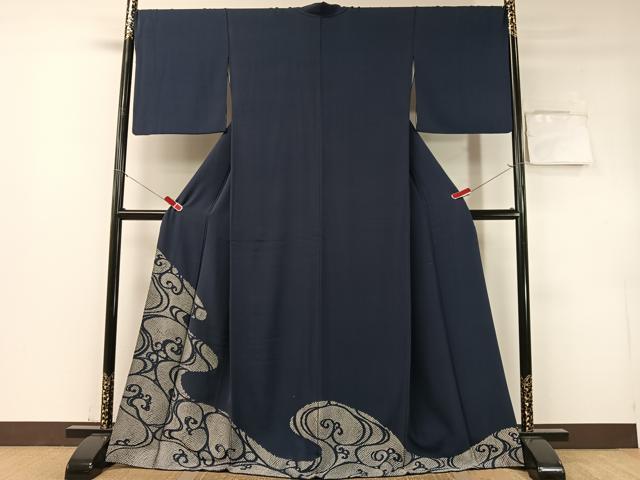 平和屋着物●色留訪問着　寿光織　流水鹿の子文　銀糸　正絹　逸品　CABD8148vp