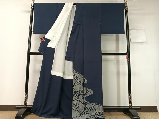平和屋着物●色留訪問着　寿光織　流水鹿の子文　銀糸　正絹　逸品　CABD8148vp