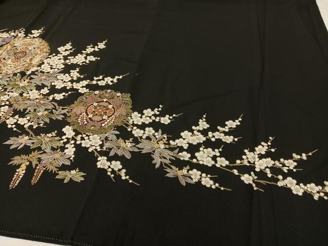 平和屋着物●豪華黒留袖　刺繍　正倉院鳳凰更紗　暈し染め　金彩　正絹　逸品　CABD8150vp