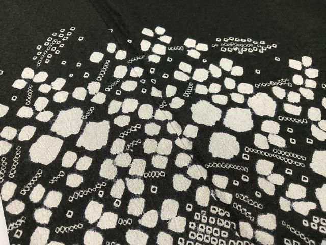 平和屋着物●訪問着　総絞り　流水枝垂れ花文　黒地　金彩　正絹　逸品　CABD8153vp