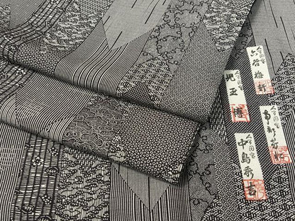 平和屋着物●六谷梅軒　児玉博　南部芳松　中島秀吉　江戸小紋　寄せ小紋柄　正絹　逸品　CABD8154vp
