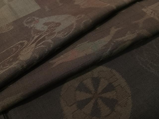 平和屋着物●上質な紬　百柄　横段文　ロング丈　正絹　逸品　CABD8155vp