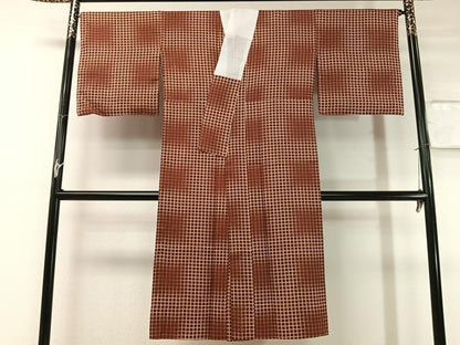 平和屋着物●長襦袢　無双仕立て　変わり格子文　広衿仕立て　正絹　逸品　CABD8157vp