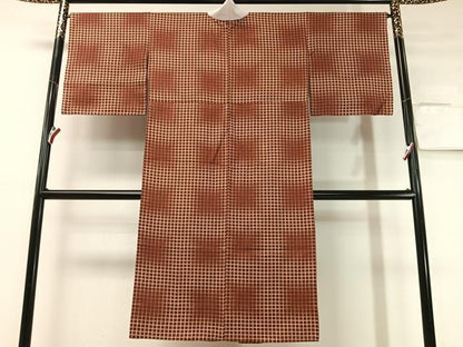 平和屋着物●長襦袢　無双仕立て　変わり格子文　広衿仕立て　正絹　逸品　CABD8157vp