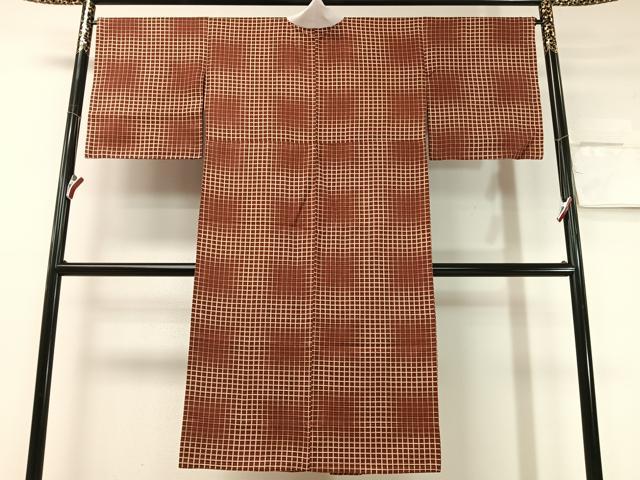 平和屋着物●長襦袢　無双仕立て　変わり格子文　広衿仕立て　正絹　逸品　CABD8157vp