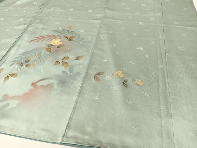 平和屋着物●訪問着　草花文　暈し染め　金銀彩　ロング丈　正絹　逸品　未使用　CABD8160vp