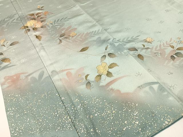 平和屋着物●訪問着　草花文　暈し染め　金銀彩　ロング丈　正絹　逸品　未使用　CABD8160vp