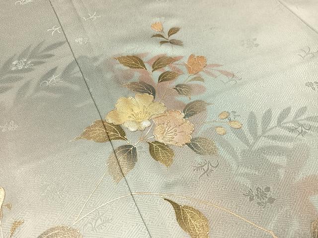 平和屋着物●訪問着　草花文　暈し染め　金銀彩　ロング丈　正絹　逸品　未使用　CABD8160vp