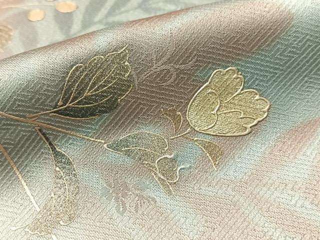 平和屋着物●訪問着　草花文　暈し染め　金銀彩　ロング丈　正絹　逸品　未使用　CABD8160vp